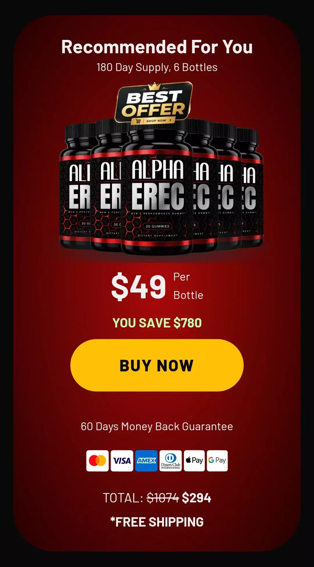 Alpha Erec® 6 bottles pricing
